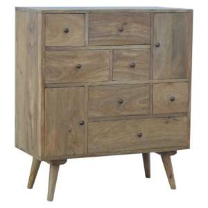 Neligh Wooden Chest Of Drawers In Natural Oak Ish With 9 Drawers