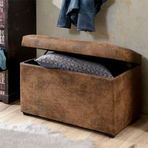 Nelsonville Fabric Storage Ottoman In Vintage Brown