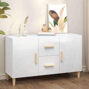 Neola High Gloss Sideboard With 2 Doors 2 Drawers In White