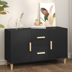 Neola Wooden Sideboard With 2 Doors 2 Drawers In Black