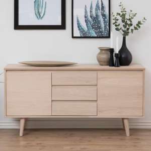 Nephi Wooden 2 Doors And 3 Drawers Sideboard In White Oak