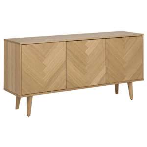 Nephi Wooden 3 Doors Sideboard In Herringbone Oak