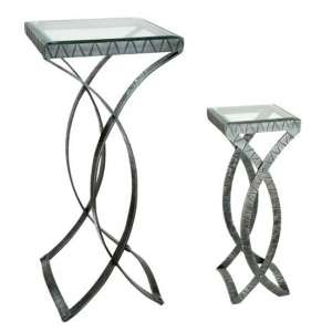 Neptun Clear Glass Top Set Of 2 Side Tables With Metal Frame