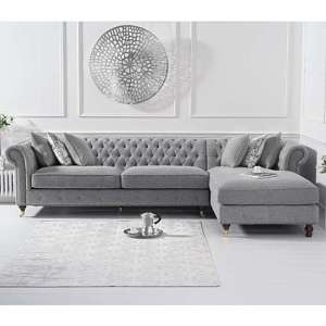 Nesta Large Linen Right Facing Corner Chaise Sofa In Grey