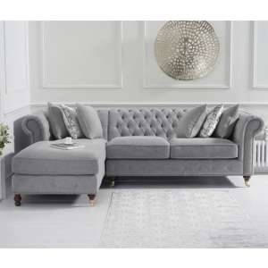 Nesta Medium Linen Left Facing Corner Chaise Sofa In Grey