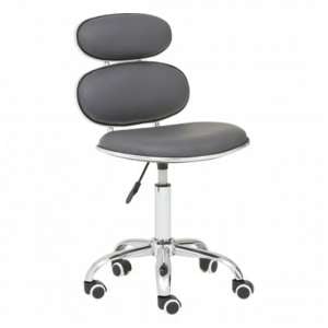 Netoca Home And Office Leather Chair In Grey With Chrome Base