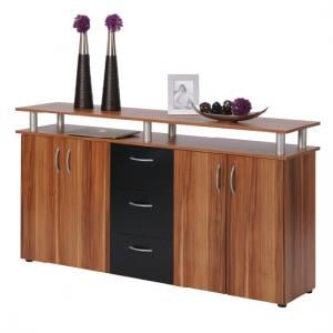 Maximo Sideboard In Walnut And Black With 4 Doors