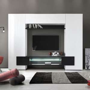 Nevaeh Wall Entertainment Unit In White And Black High Gloss