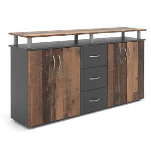 Nevaro 4 Doors 3 Drawers Sideboard In Old Style And Anthracite
