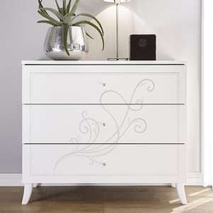 Nevea Wooden Chest Of Drawers In Serigraphed White