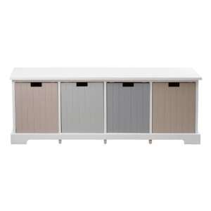 Kornephoros Wooden Hallway Bench With 4 Drawers In White