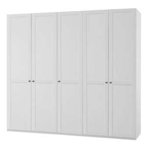 New Tork Tall Wooden Wardrobe In White With 5 Doors