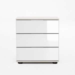 New Xork Bedside Cabinet In High Gloss White With 3 Drawers