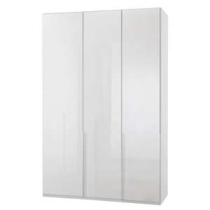 New Xork Tall Wooden Wardrobe In High Gloss White 3 Doors