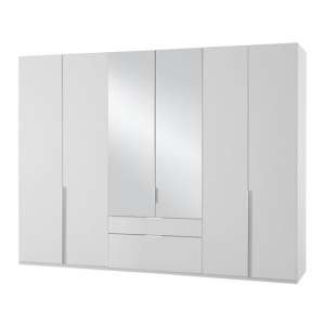 New York Mirrored 6 Doors Wardrobe In White
