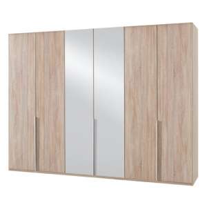 New York Mirrored Wardrobe In Oak With 6 Doors