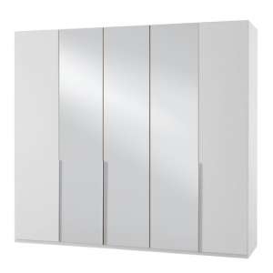 New York Mirrored Wardrobe In White With 5 Doors