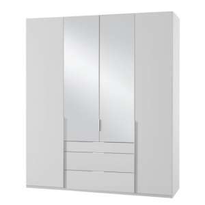 New York Tall Mirrored 4 Doors Wardrobe In White