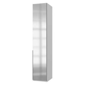 New York Tall Mirrored Wardrobe In White 1 Door