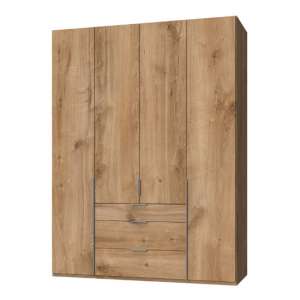 New York Tall Wooden 4 Doors Wardrobe In Planked Oak