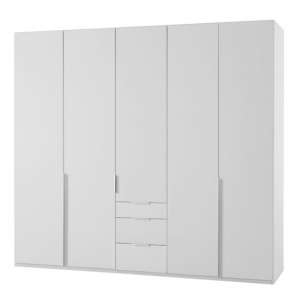 New York Tall Wooden 5 Doors Wardrobe In White