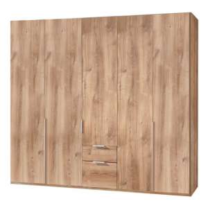 New York Wooden 5 Doors Wardrobe In Planked Oak