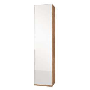 New Zork Tall 1 Door Wardrobe In Gloss White And Planked Oak