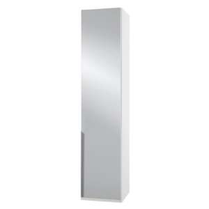 New Zork Tall Mirrored Wardrobe In Gloss White 1 Door