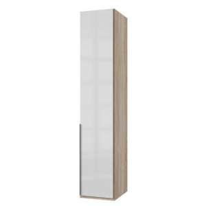 New Zork Tall Wardrobe In Gloss White And Oak 1 Door