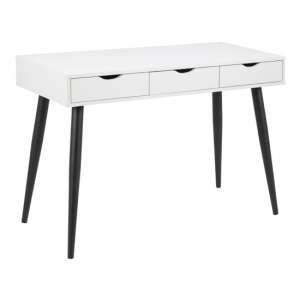 Newark Wooden 3 Drawers Computer Desk In White And Black