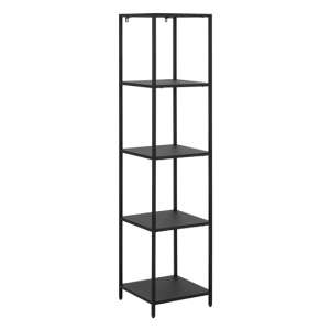 Newberry Narrow Metal 4 Shelves Bookcase In Matt Black