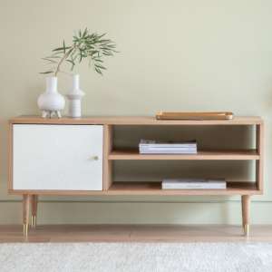 Newberry Wooden TV Stand With 1 Door In White And Oak