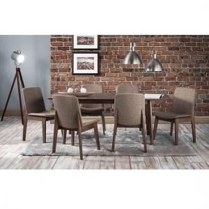 Kaiha Wooden Extending Dining Table In Walnut With 6 Chairs