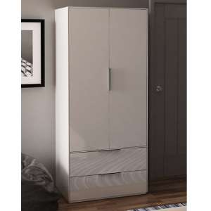 Nexus Wooden Wardrobe In White High Gloss With Two Doors