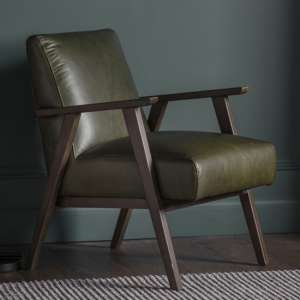 Neystone Faux Leather Armchair In Heritage Green