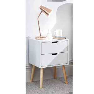Niceville Wooden 2 Drawers Bedside Cabinet In White