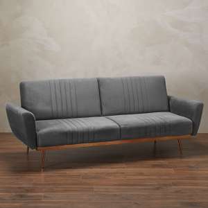 Neath Velvet Upholstered Sofa Bed In Grey With Copper Legs