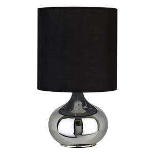 Nikowi Black Fabric Shade Table Lamp With Chrome Droplet Base