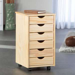 Nils Office Pedestal Cabinet In Natural Oak With 6 Drawers
