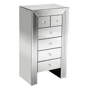 Nitra Mirrored Chest Of 6 Drawers In Silver