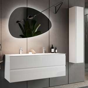 Nitro 120cm High Gloss Wall Bathroom Furniture Set In White