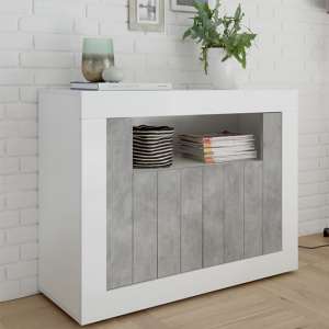Nitro 2 Door Wooden Sideboard In White Gloss And Cement Effect