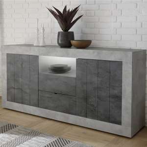 Nitro LED 2 Door 2 Drawer Cement Effect Sideboard In Oxide