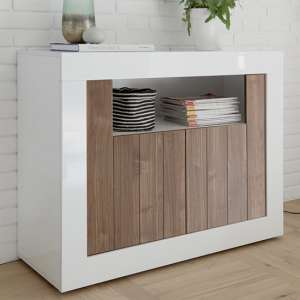 Nitro 2 Doors Wooden Sideboard In White Gloss And Dark Walnut