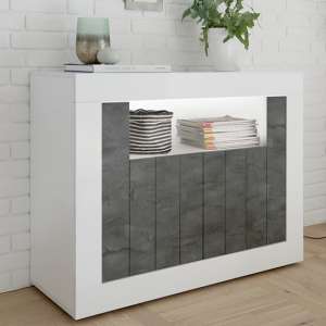 Nitro LED 2 Doors Wooden Sideboard In White Gloss And Oxide