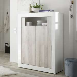 Nitro 2 Doors Wooden Storage Unit In White Gloss And White Pine
