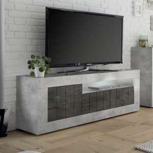 Nitro LED 3 Door Wooden TV Stand In Cement Effect And Oxide