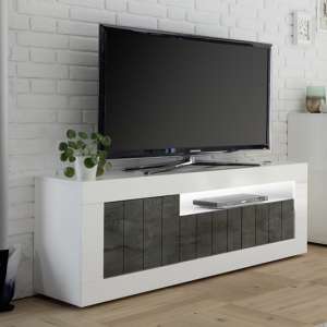 Nitro LED 3 Doors Wooden TV Stand In White Gloss And Oxide