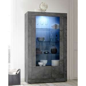 Nitro Wooden Display Cabinet In Oxide With 2 Doors And LED