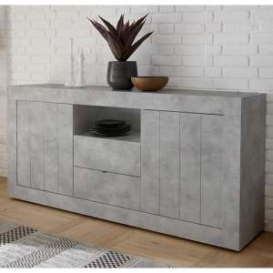 Nitro Wooden Sideboard With 2 Doors 2 Drawers In Concrete Effect